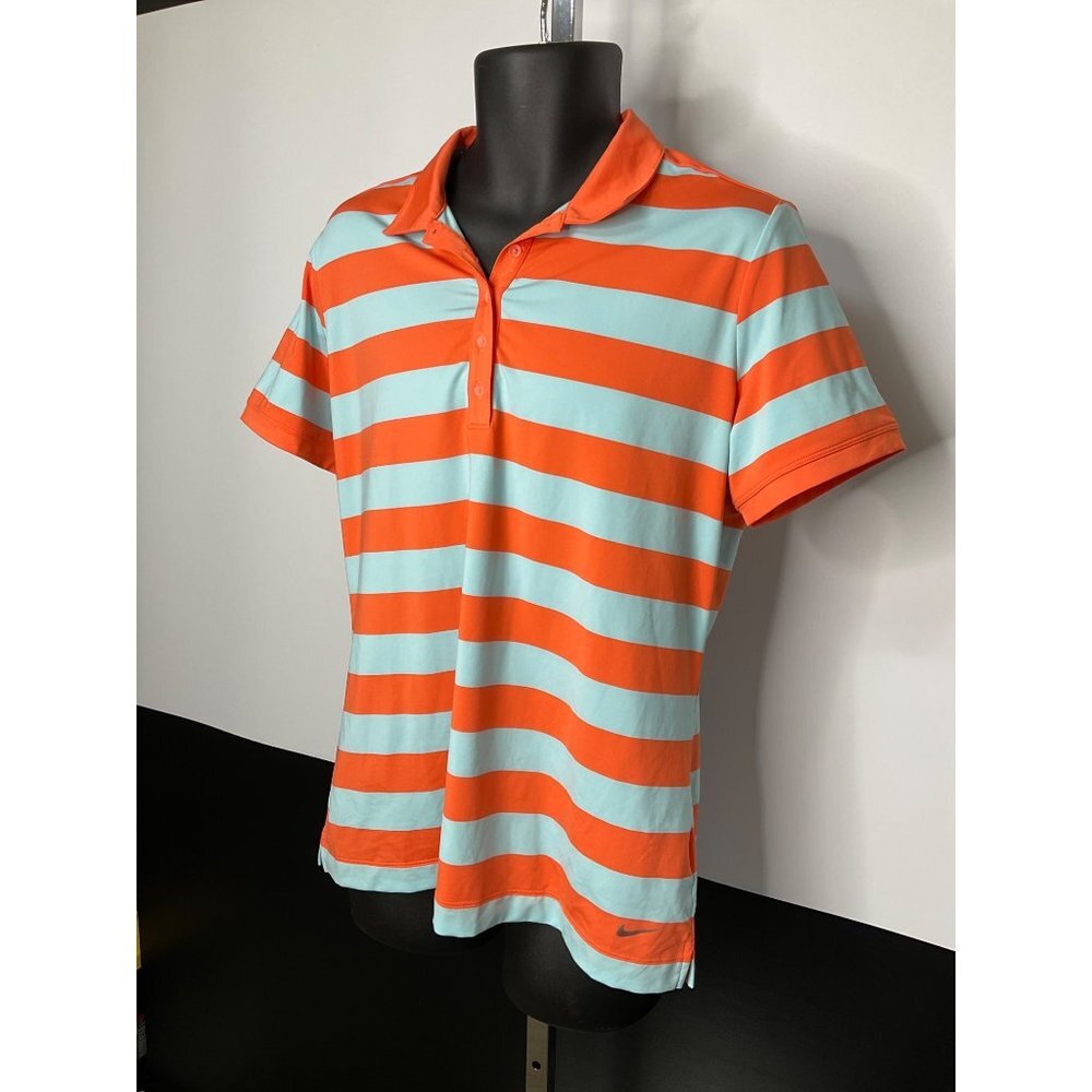 XL Nike Golf Tour Performance Polo Shirt Orange Blue Mens